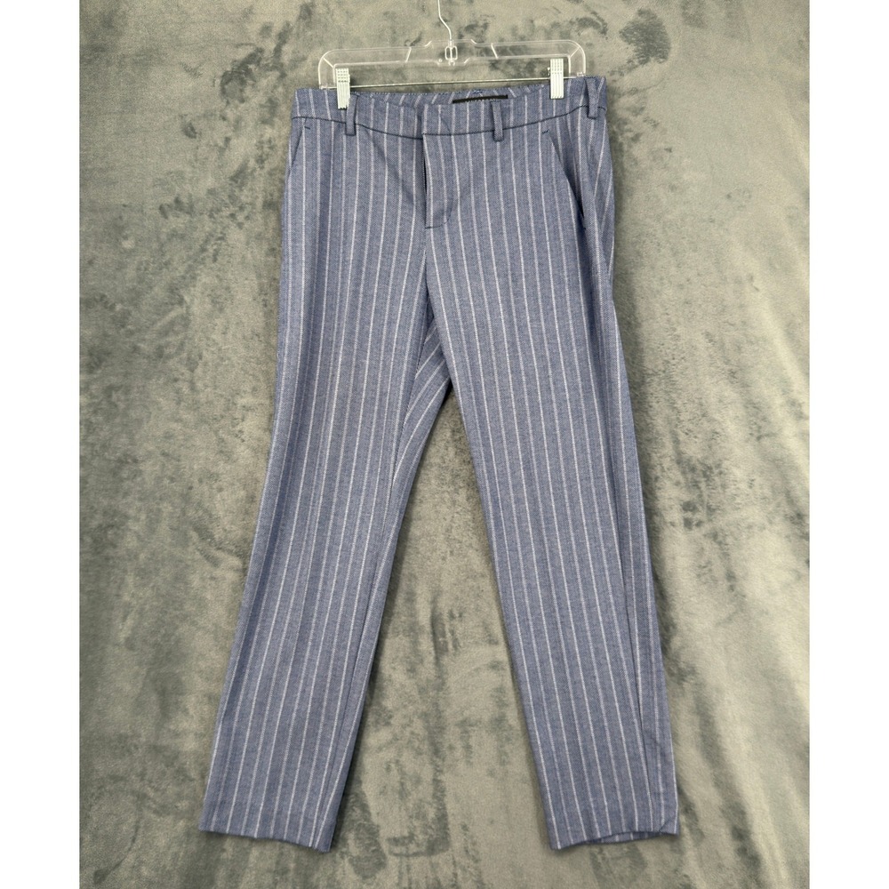 Liverpool Pants Womens Size 8 29 Blue Herringbone Stripe Straight Leg Trousers